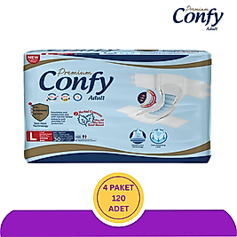 Confy Premium Belbantlı Yetişkin Hasta Bezi Büyük (L) - 120 Adet (4x30)