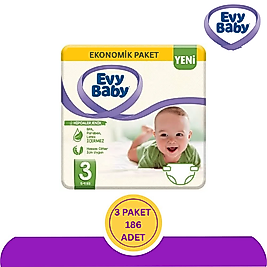 Evy Baby No:3 Midi Bebek Bezi 62'li (186 Adet)