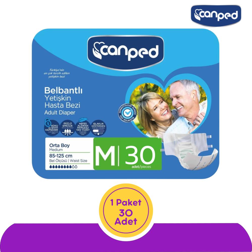 Canped Belbantlı Hasta Bezi Medium (M) 30 Adet