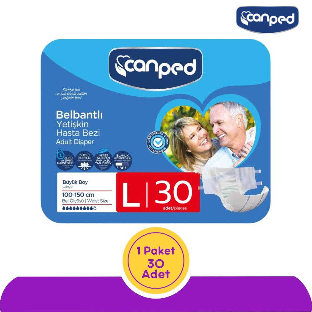 Canped Belbantlı Hasta Bezi Large (L) 30 Adet