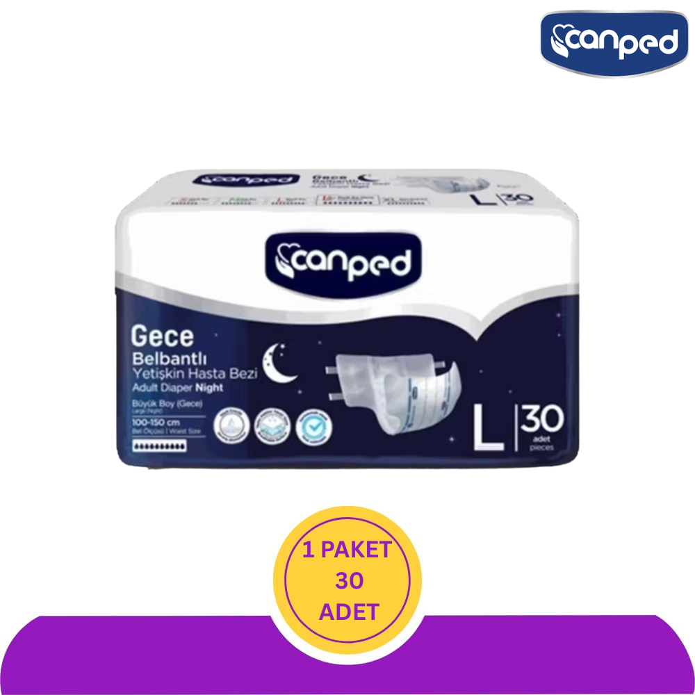 Canped Belbantlı Yetişkin Hasta Bezi Gece Large 30 Adet