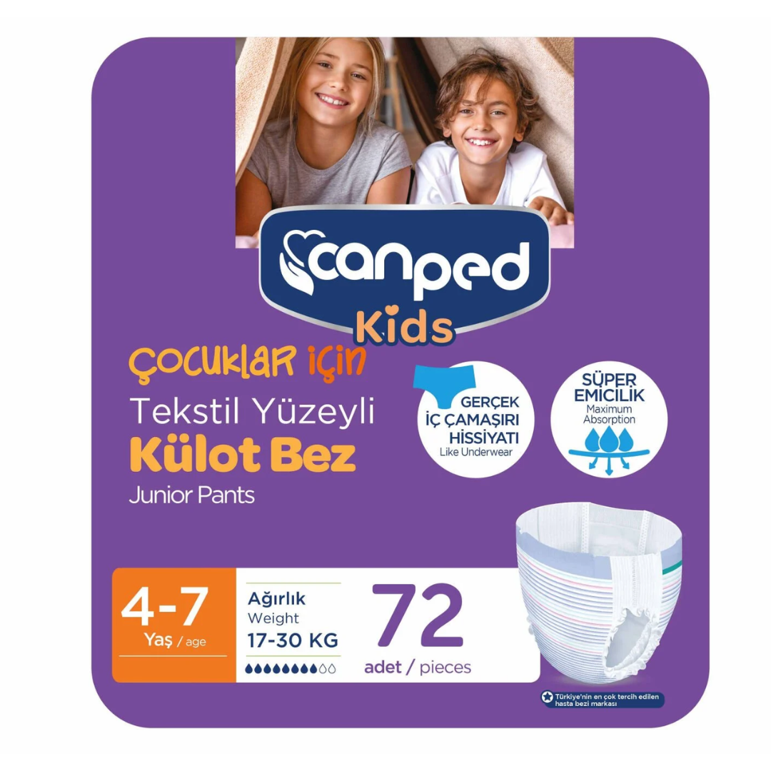 Canped Kids Çocuklar İçin Emici Külot (4-7 Yaş) 54 Adet