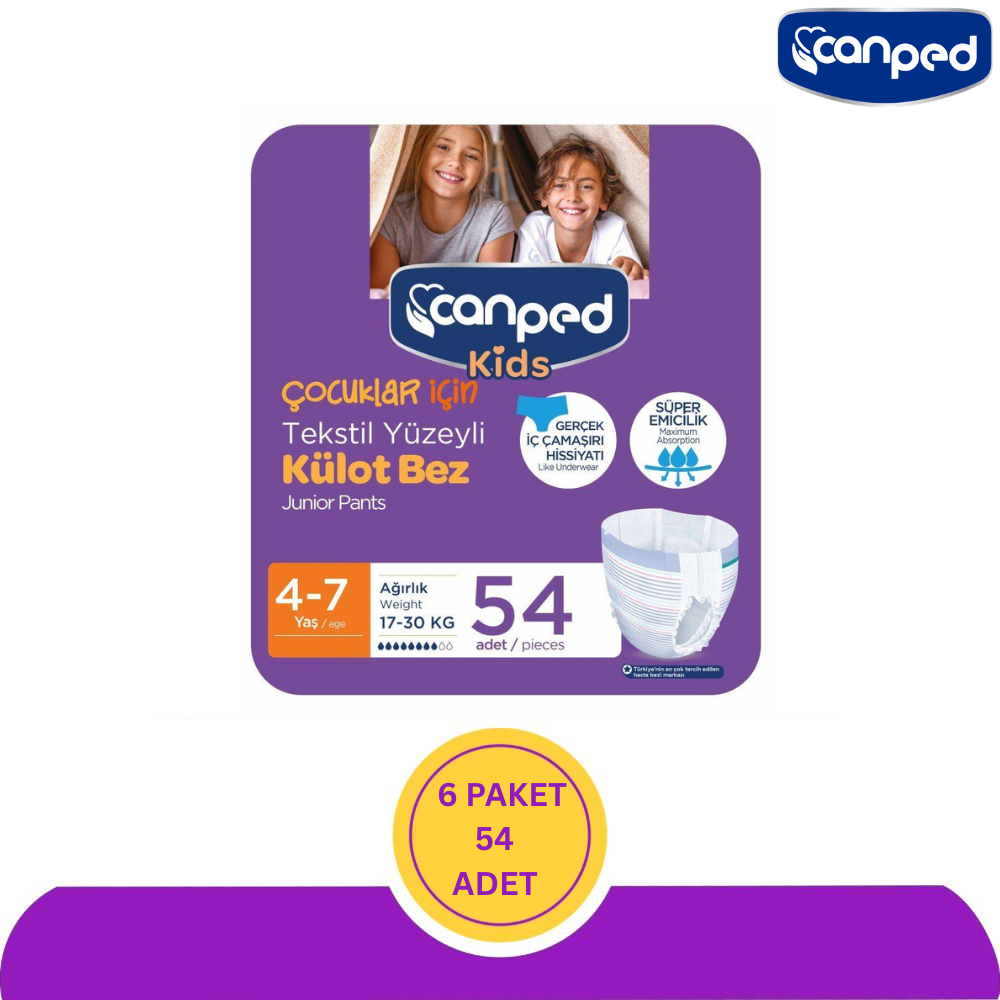 Canped Kids Çocuklar İçin Emici Külot (4-7 Yaş) 54 Adet