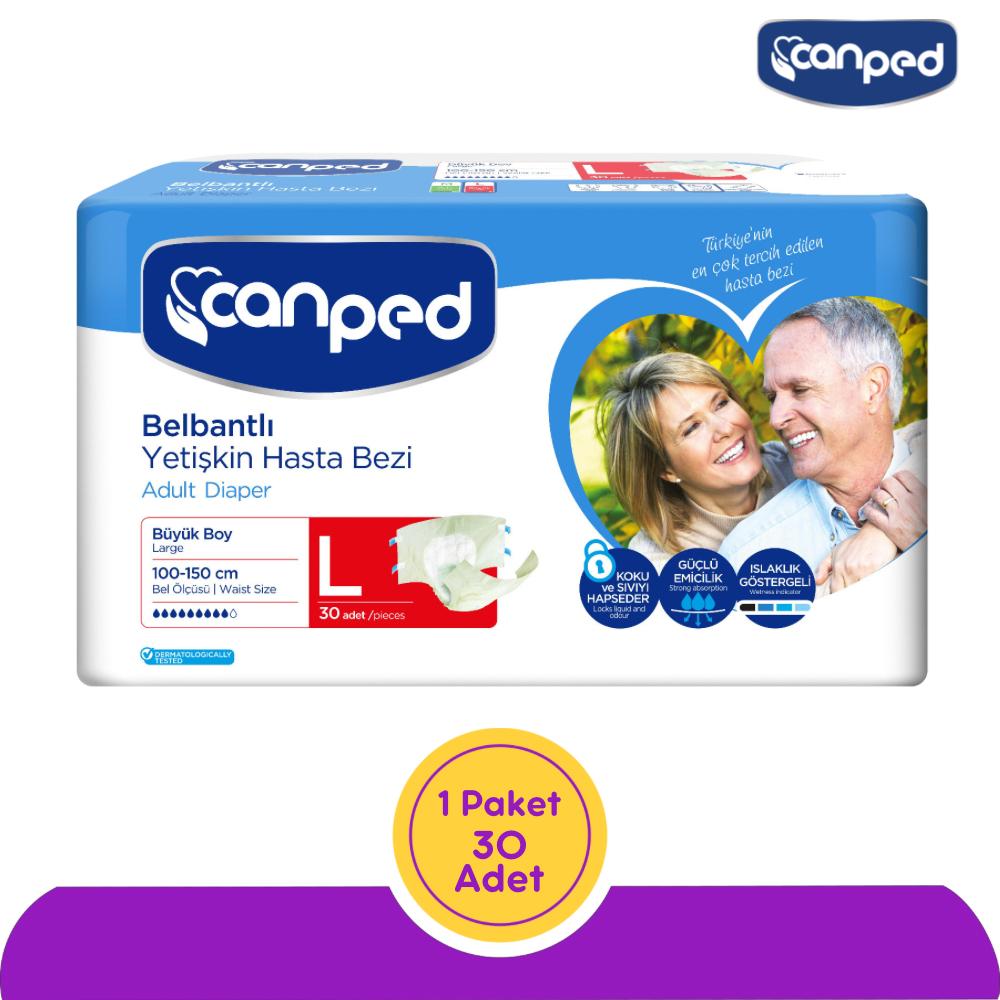 Canped Belbantlı Polietilen Yetişkin Hasta Bezi Large (L) - 30 Adet