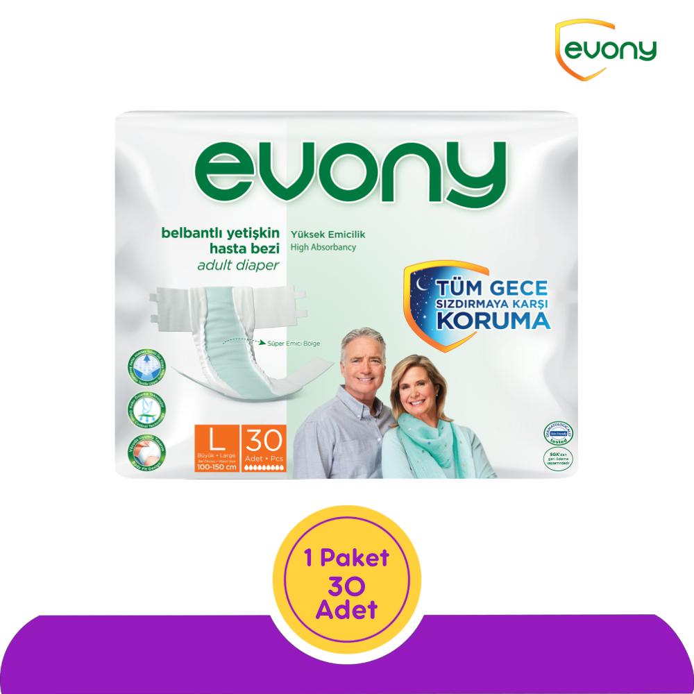 Evony Belbantlı Yetişkin Hasta Bezi Büyük (L) - 30 Adet