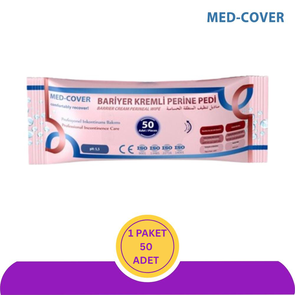 Med-Cover Bariyer Kremli Perine Vücut Mendili 50'li