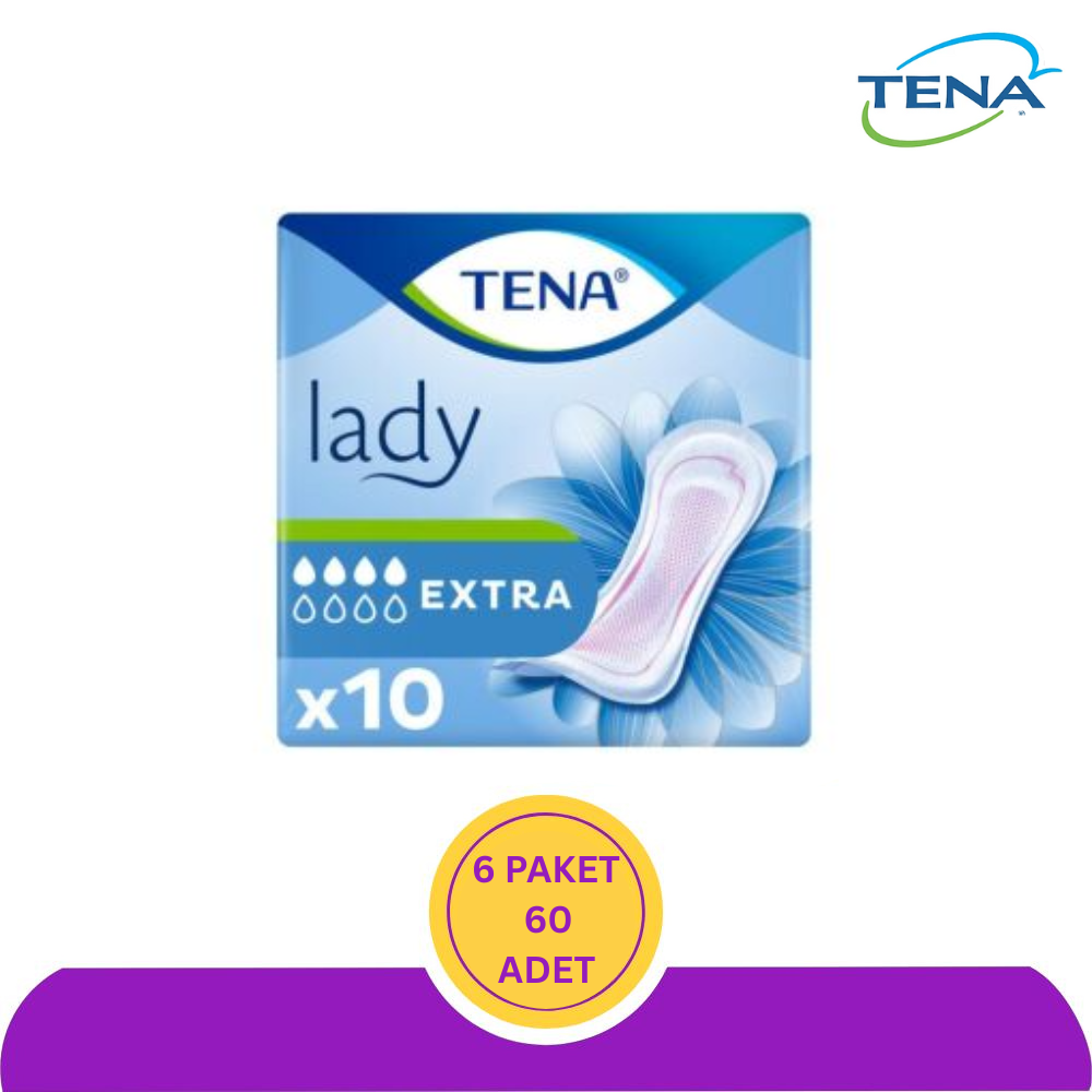 TENA Lady Extra 4 Damla Kadın Mesane Pedi, 10'lu 6 Paket