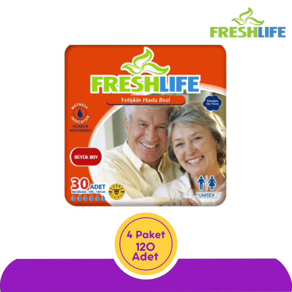 FreshLife Belbantlı Hasta Bezi Large (L) 120 Adet (4x30)