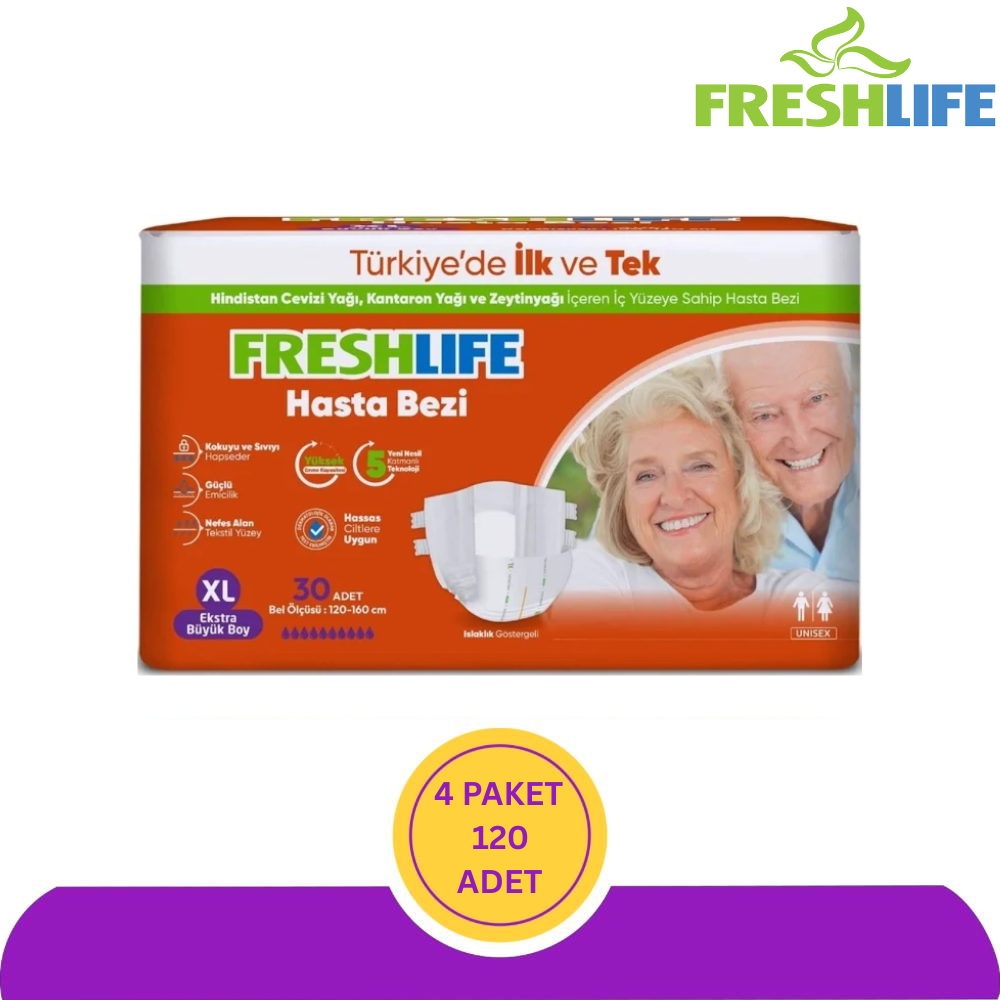 FreshLife Belbantlı Hasta Bezi XLarge (XL) 120 Adet (4x30)