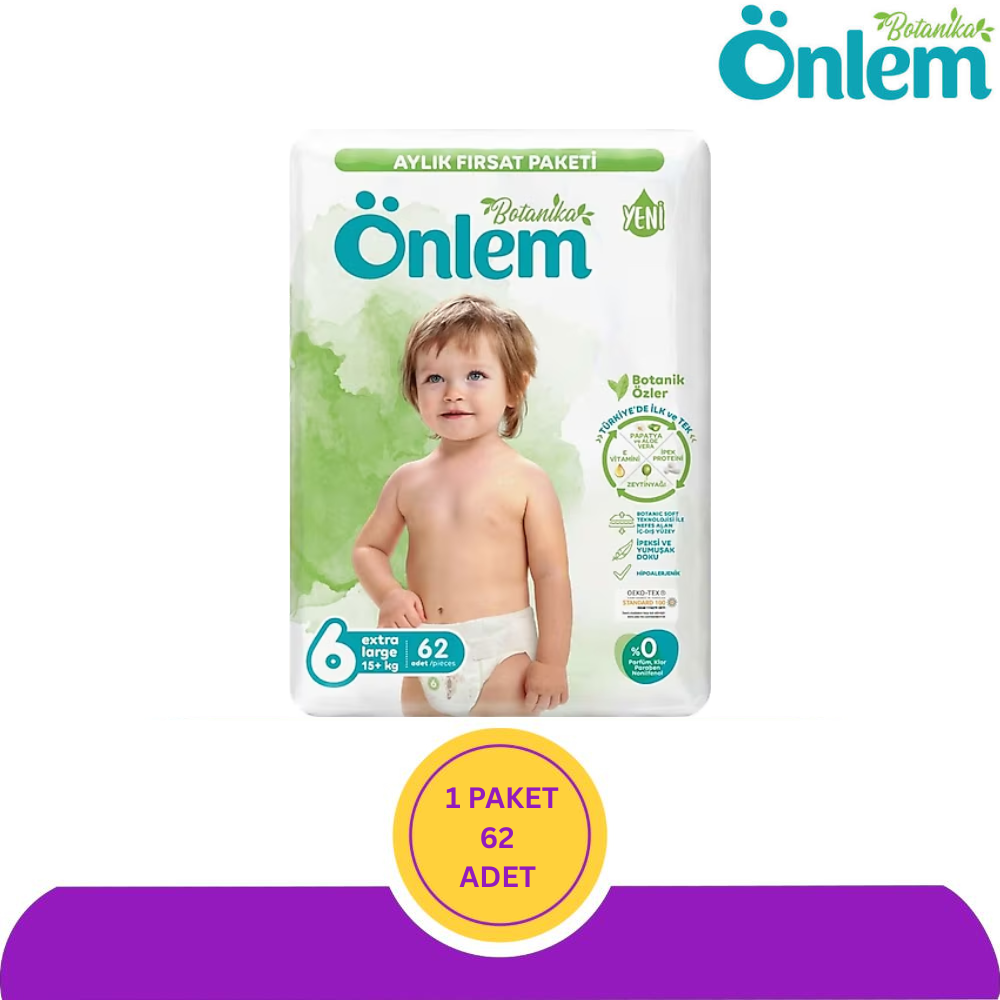 Önlem Botanika No:6 XLarge 62 Adet Bebek Bezi