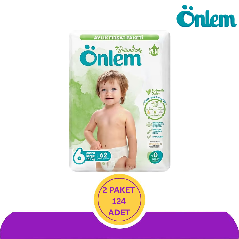 Önlem Botanika No:6 XLarge Bebek Bezi 62'li (124 Adet)