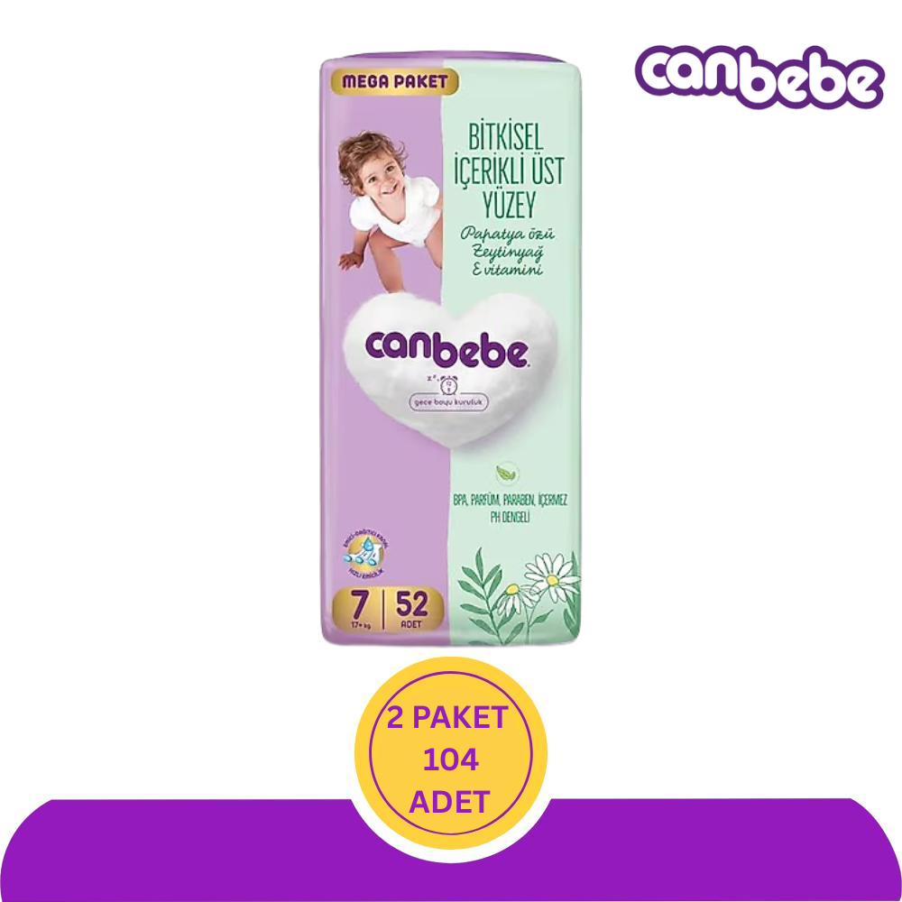 Canbebe No:7 XXLarge Bebek Bezi 52'li (104 Adet)