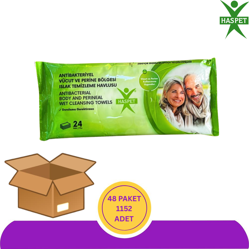 HasPet Antibakteriyel Perine Bölge Temizleme Havlusu 24'lü (48 Paket 1152 Adet)