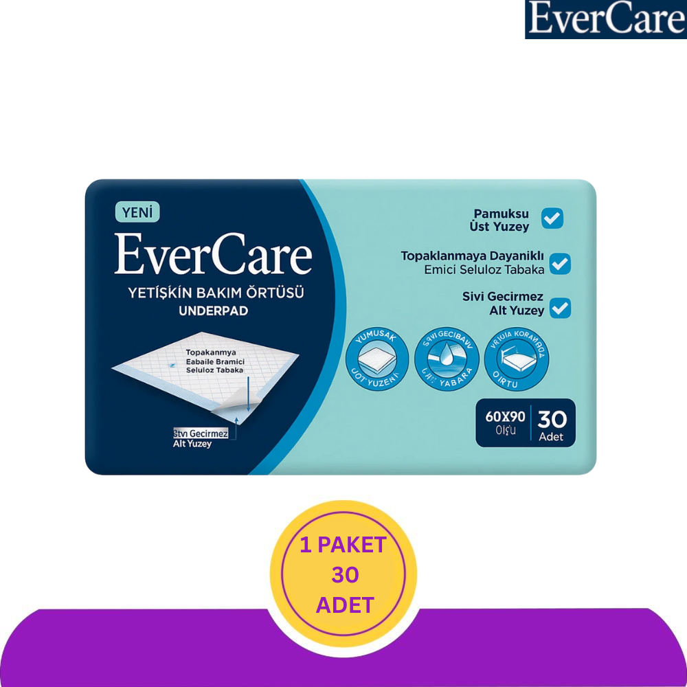 EverCare Yatak Koruyucu Örtü (Yapışkanlı) 60x90 cm 30'lu