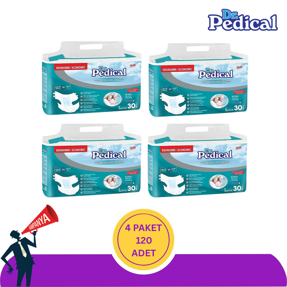 Dr. Pedical Belbantlı Hasta Bezi L-Large Beden 120 Adet