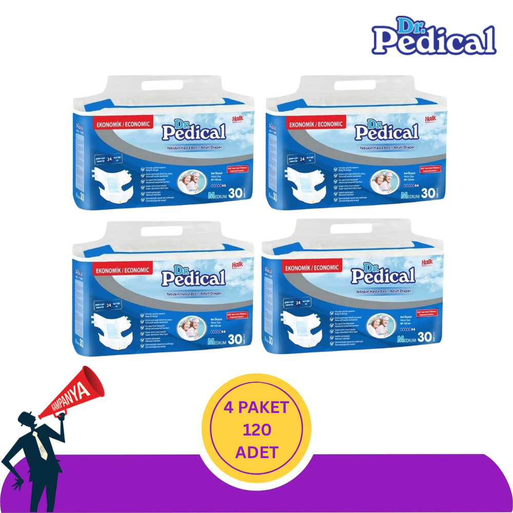 Dr. Pedical Belbantlı Hasta Bezi M-Medium Beden 120 Adet