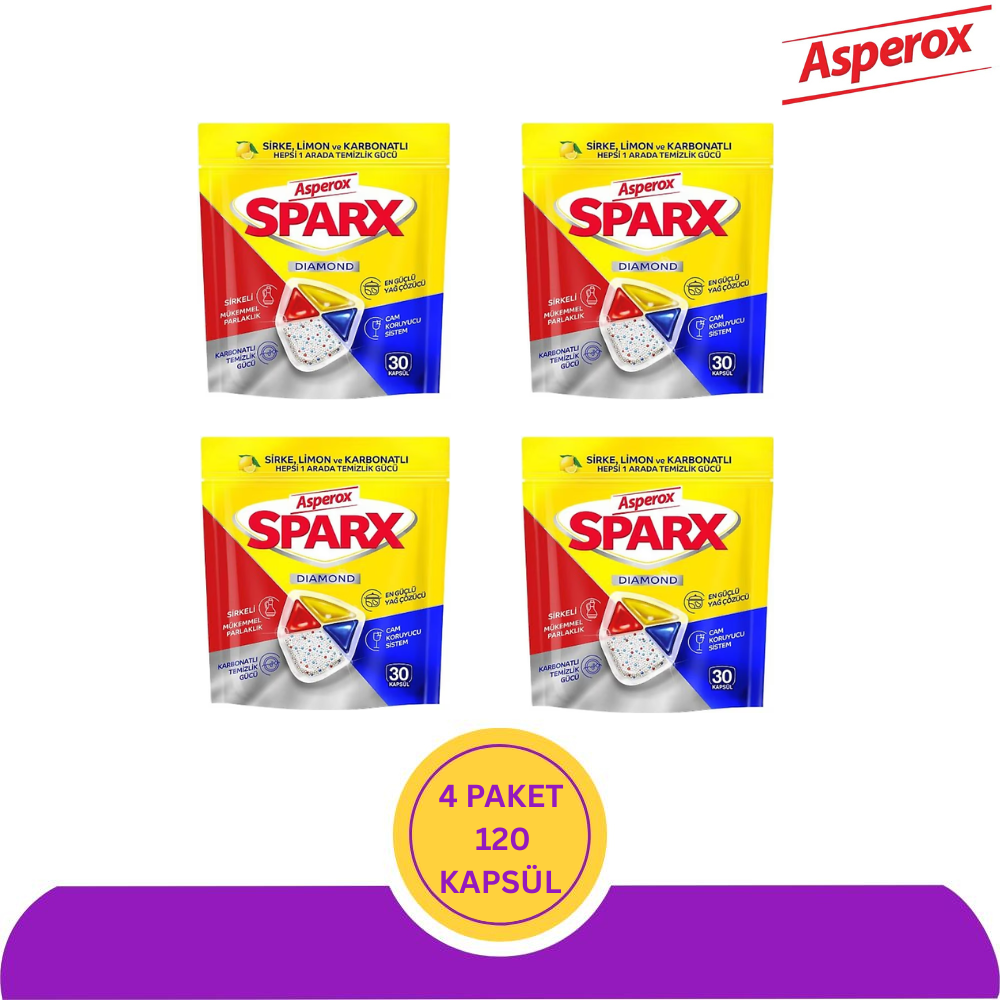 Asperox Sparx Diamond Bulaşık Makinesi Kapsül 30'lu 4 Paket (120 Kapsül)