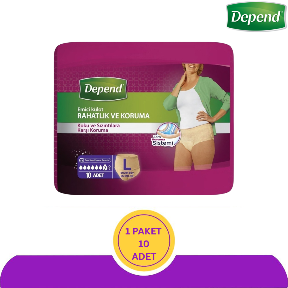 Depend Emici Külot Lohusa Pedi Kadın L Beden 10 Adet