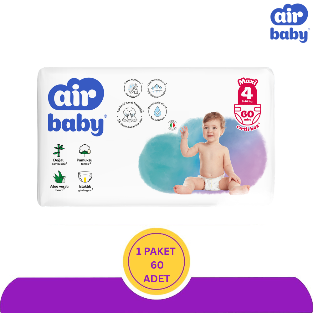 Air Baby Bebek Bezi Jumbo 4 Numara Maxi 60'lı